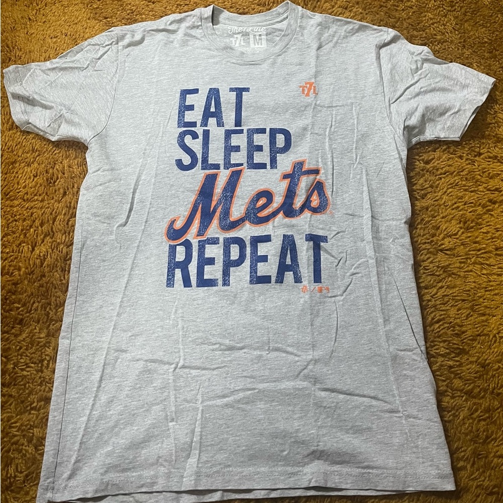 Eat, Sleep, Mets, Repeat New York Mets Grey Mens Medium Tee The7Line